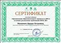 Сертификат участника вебинара "Организация образовательного процесса в ДОО в условиях реализации требований ФГОС ДО", 2016